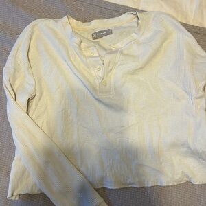 NWOT Everlane Cream Waffle Knit long sleeve top